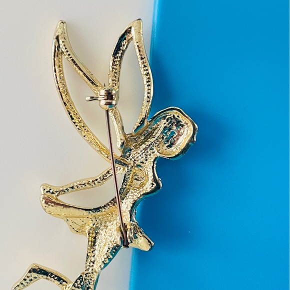 Tinker Bell Swarovski Crystal Diamond Like Pin Gold Coloured Broach Jewelry - Picture 16 of 16